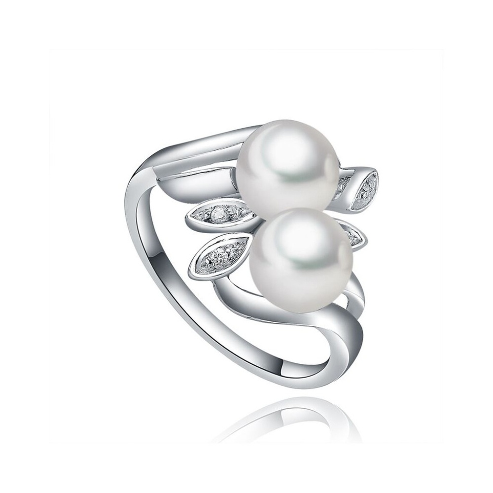 925 Sterling Silver Bypass Pearl Ring with CZ (7)